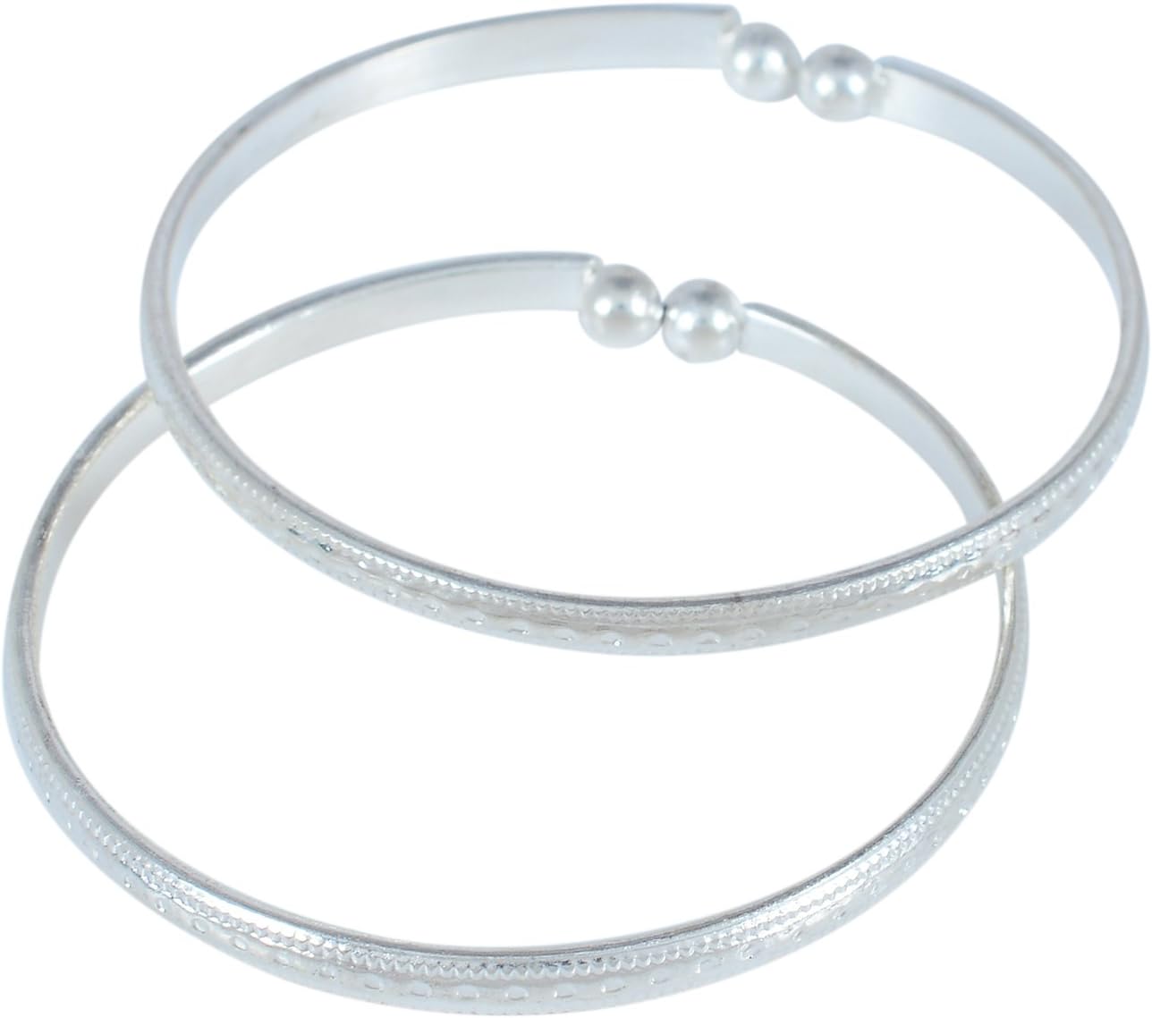 MemoirSilverplated Adjustable Size Lucky Charm Bangle kada Cuff Nazariya Tradtional Ethnic Jewellery for New Borns (0-3yrs)
