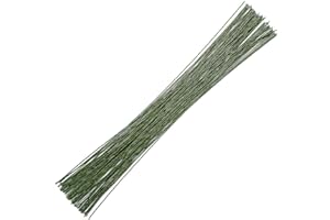 CCINEE 18 Gauge Dark Green Floral Paper Wrapped Wire 16 inch, 100/Package