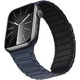 Suphart Magnetic Band Compatible with Apple Watch Band 42mm 41mm 40mm 38mm, Soft Silicone Replacement Wristband Designed for iWatch SE Series 10 9 8 7 6 5 4 3 2 1, Blue Black