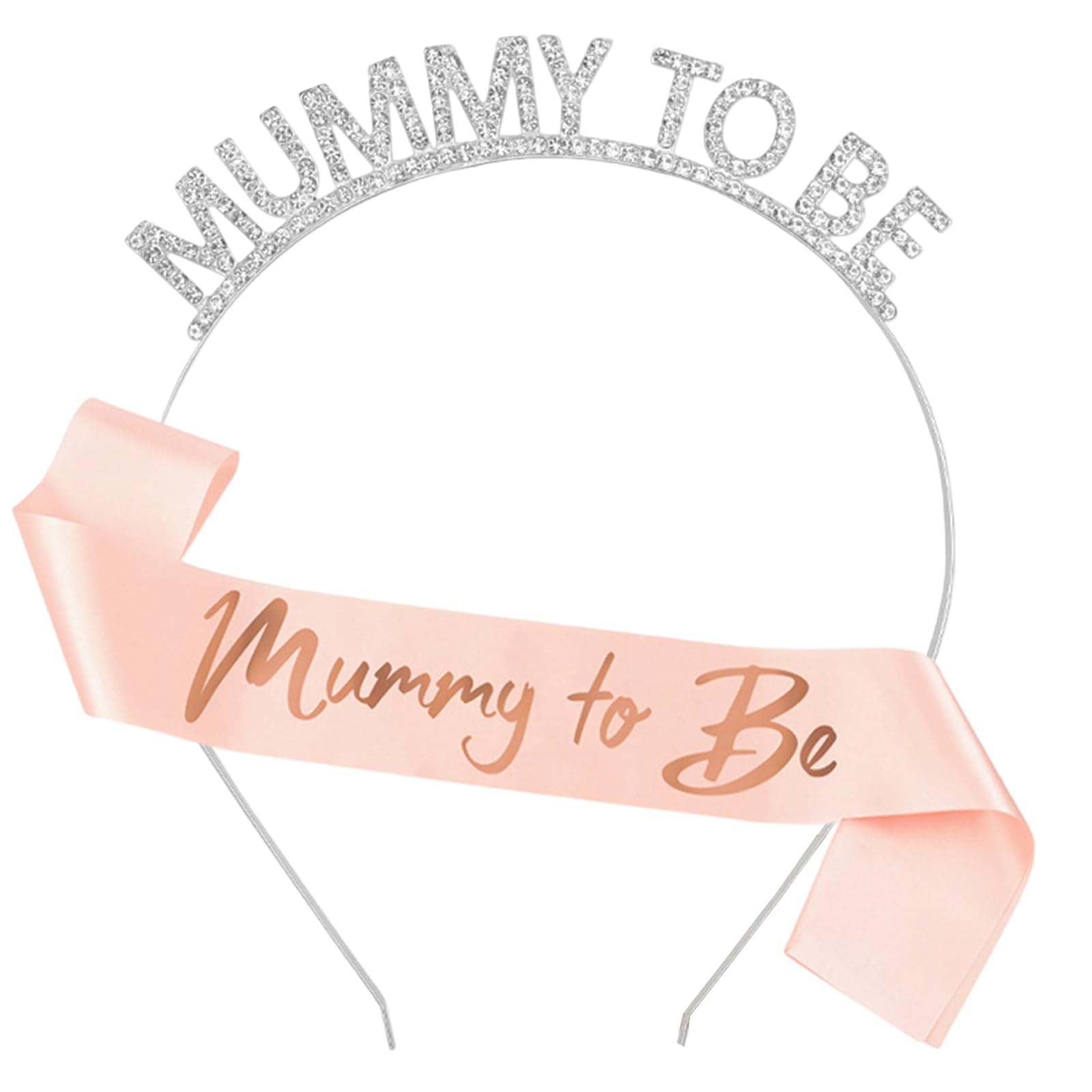 GWAWG Baby Shower Sash Party Decoration, Mummy to Be Sash Set, Rhinestone Tiara Crown Headband and Mummy Ribbon, Mum to be Gifts for Baby Shower Decorations