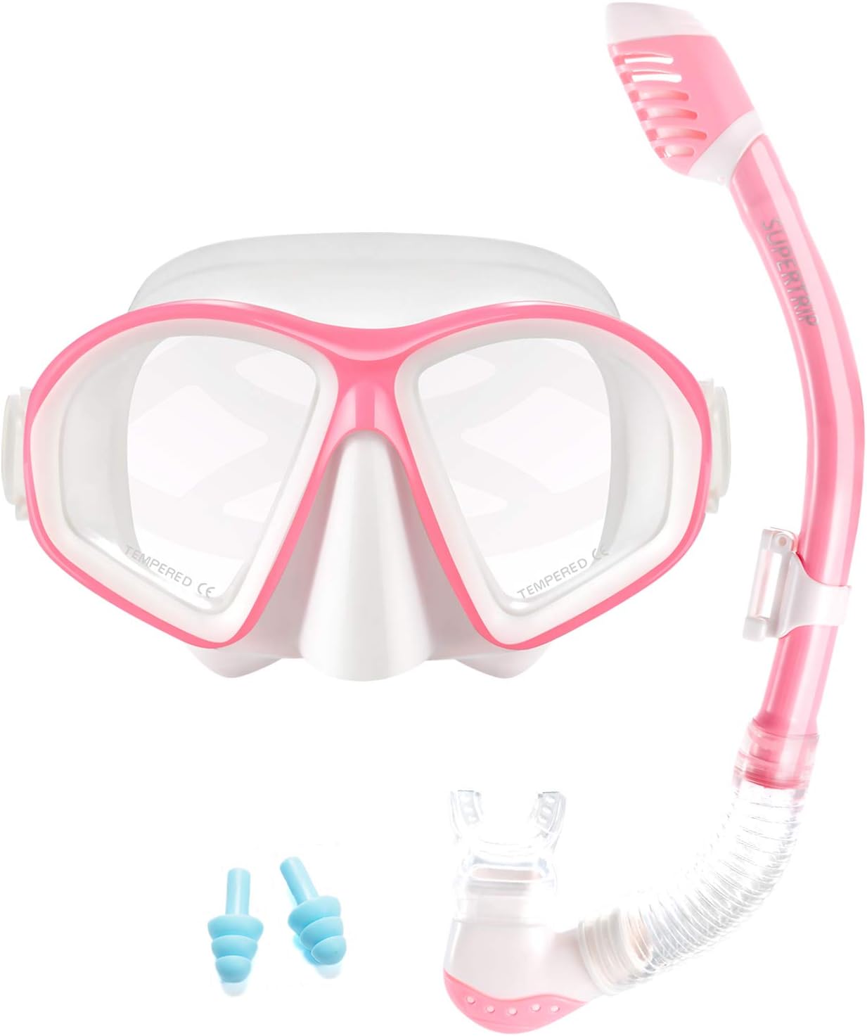 Supertrip Kids Snorkel Set-Scuba Dry Top Diving Mask Anti-Leak Impact Resistant Panoramic Tempered Glass Easybreath Snorkeling Packages Professional Swimming Gear for Youth Boys and Girls