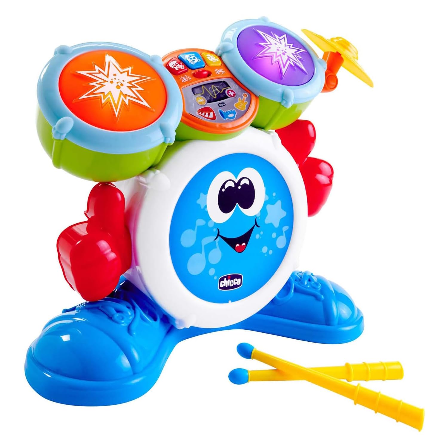 Chicco Rock Band Drums, Kids' Drums, Upgradable Electronic Musical Instruments with 4 Kinds of Music and Lights, Musical Toys for Children 1-4 Years (Italian Version)