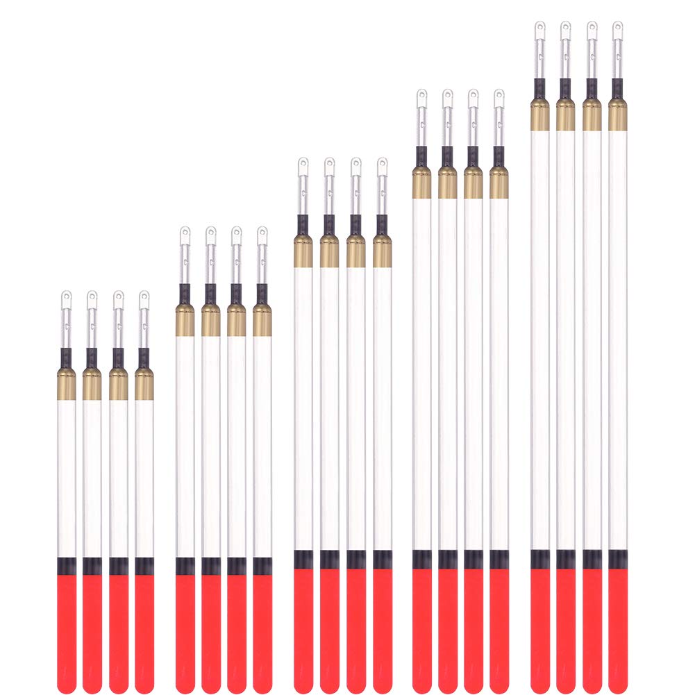 Opopark 20 Pcs Fishing Floats Set, Straight Insert Waggler Floats Coarse Fishing Tackle Accessaries for Stillwater and Running Waters, 5 Size