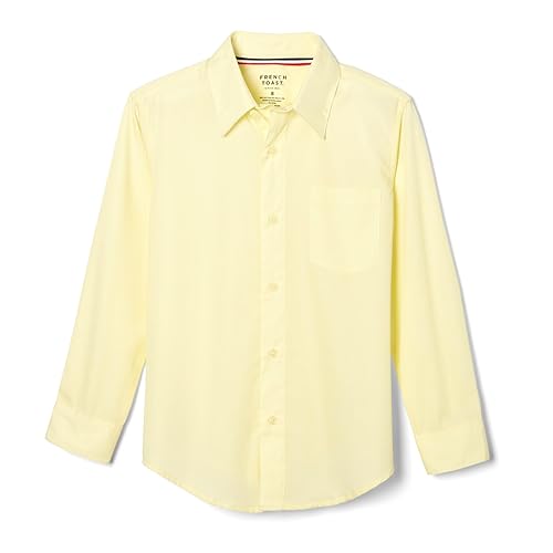 French Toast Boys' Long Sleeve Classic Dress Shirt (Standard & Husky), Yellow, 20