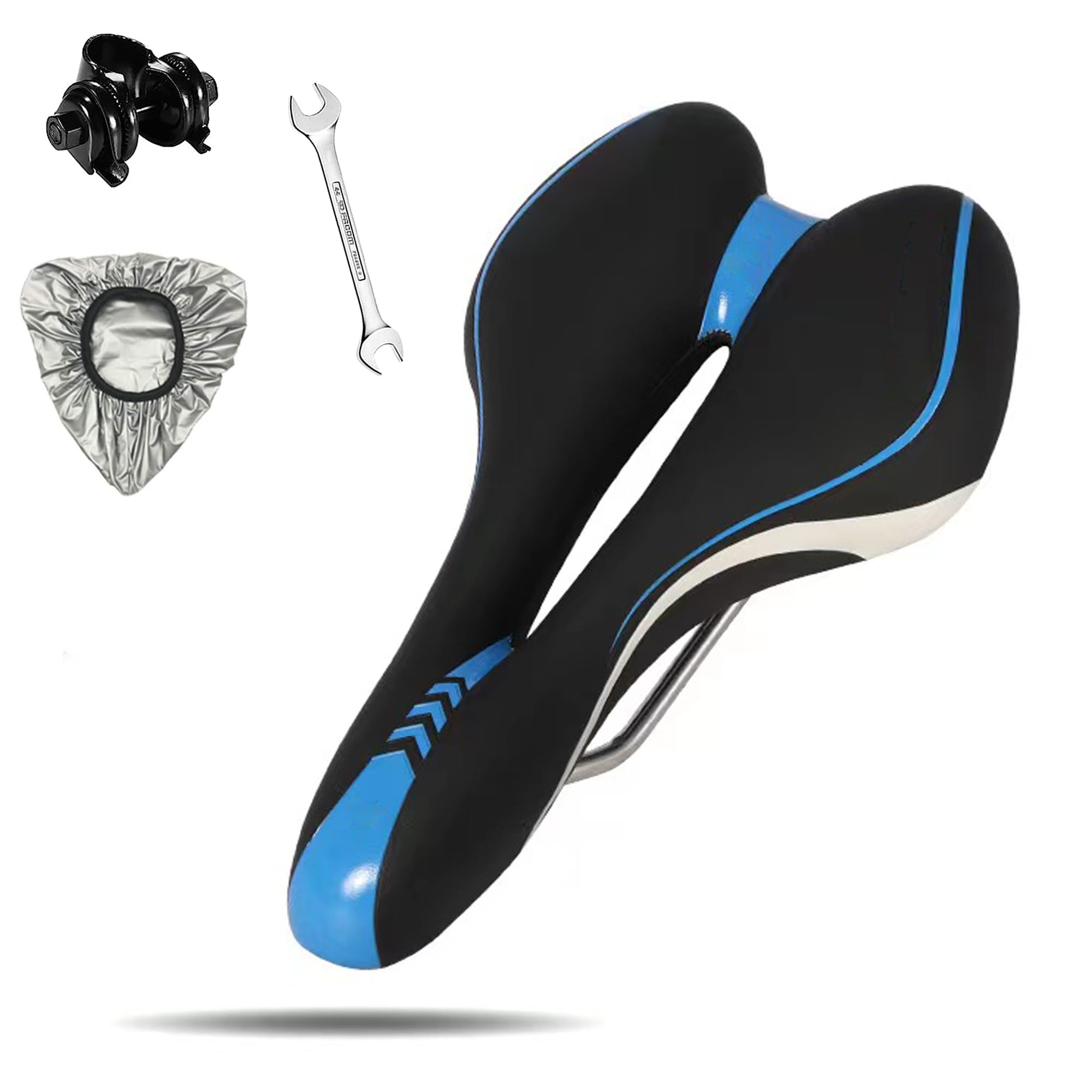 Bicycle Saddle with Comfortable Gel Bicycle Saddle for Women Men Hollow Ergonomic Bicycle Seat Touring Saddle Suitable MTB Road Bike Mountain Bike Exercise Bike City Dirt E Bike (Blue)