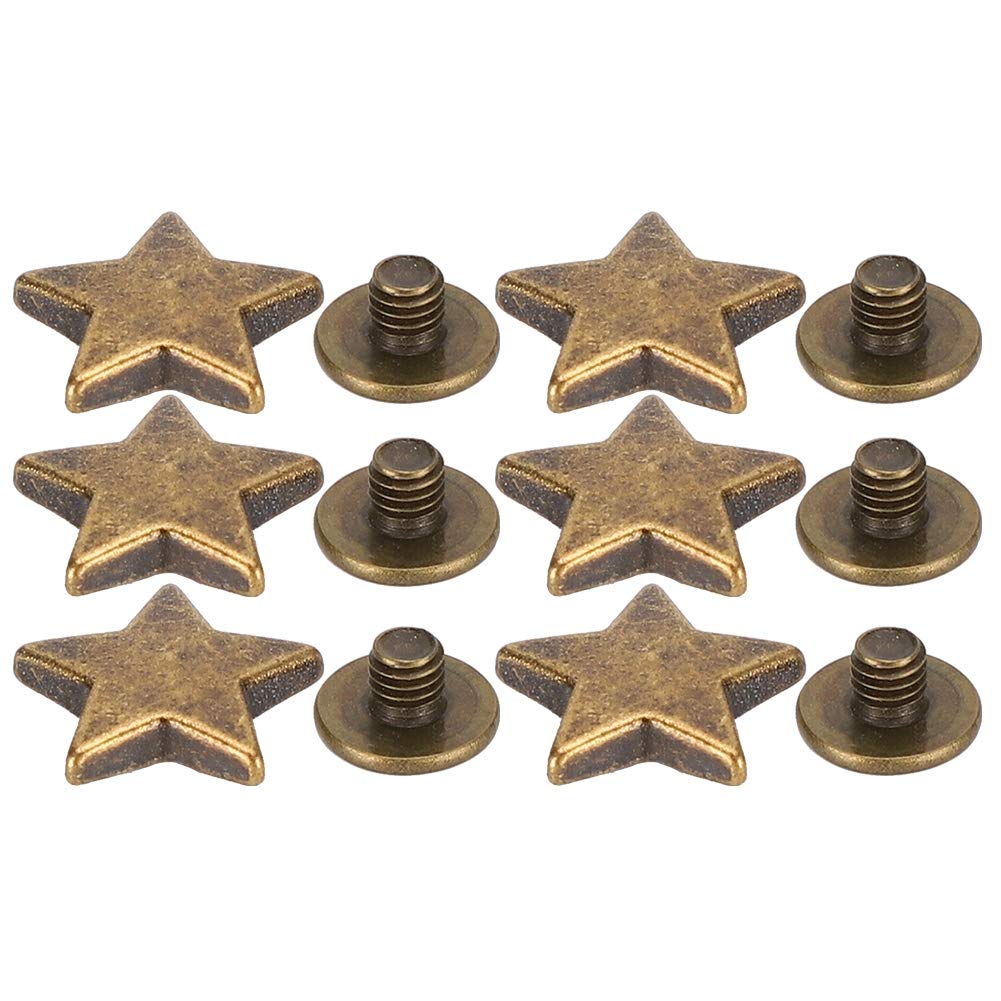 50 Sets Star Studs Rivets Star-Shaped Studs with Spikes Hand Pressed Rivets for Leather Crafting, Decorating Clothes, Jackets, Belts, Footwear, and Bags(Bronze)