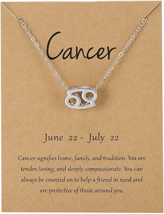 JUANUFDS Cancer Zodiac Sign Pendant Necklace For Women 12 Constellation Jewelry Choker Charm 