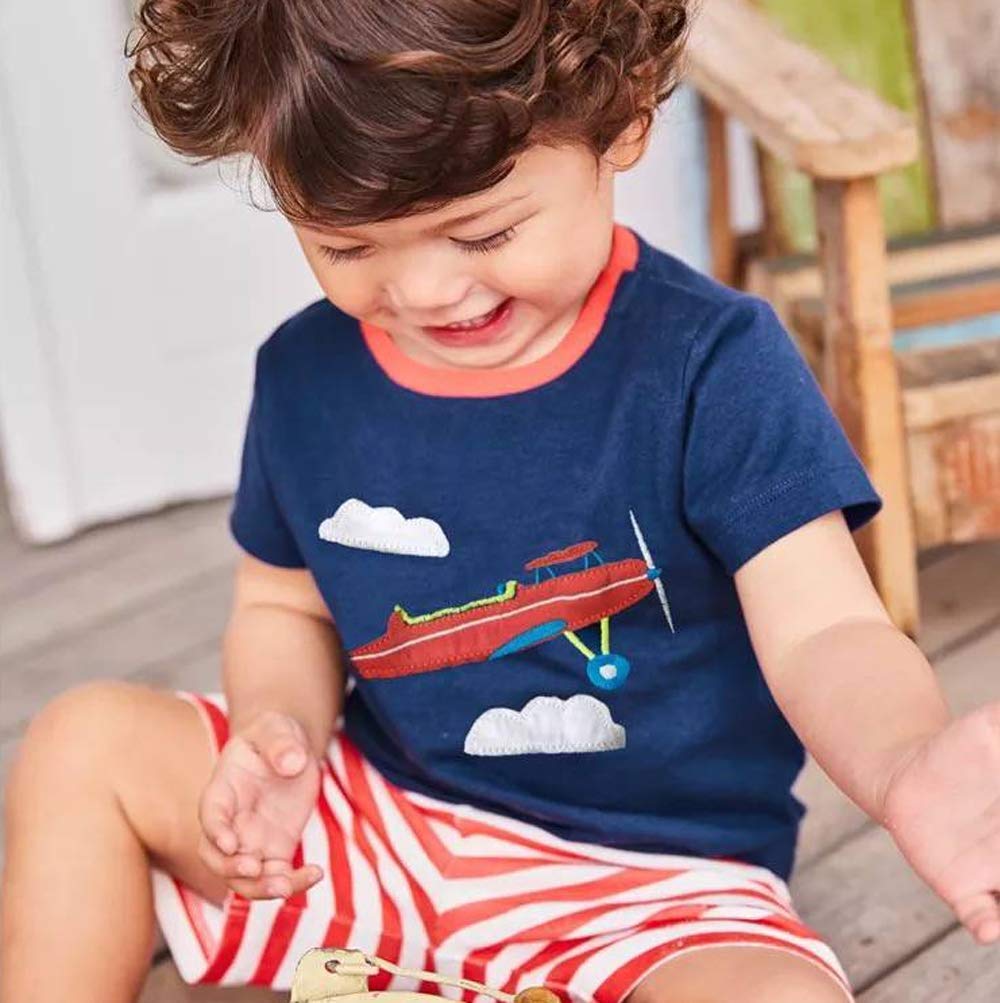 Toddler Boys Cotton Clothing Sets Short Sleeve Tee and Shorts Blue