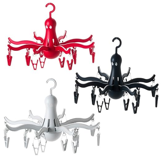 BVA 16 Clips Octopus Design Plastic Laundry Clothesline Hanging Rack