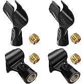 Mictop Universal Microphone Clip Holder with 5/8" Male to 3/8" Female Screw Adapter Suitable for Handheld Microphones, 4 Pack