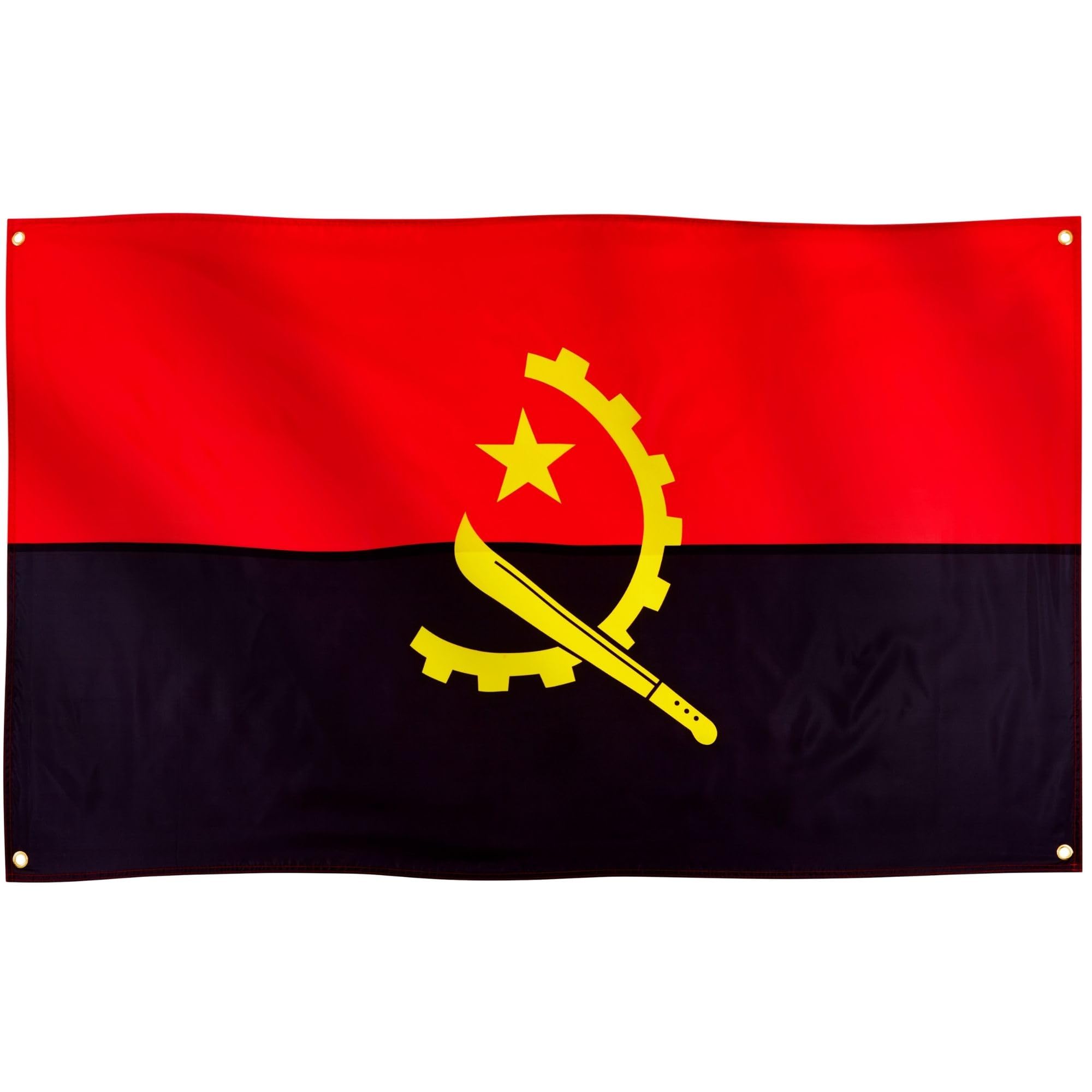 Runesol Angola Flag, 91x152cm, 3ft x 5ft, 4 Grommets, Eyelet In Every Corner, Angolan Republic Flag, Peace Day, Premium Flags, Inside, Outside, Vivid Colours — image 1