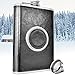 The Premium Shot Flask (8oz) - Includes a Built-in 2oz Collapsible Shot Glass and Bonus Funnel - Leak Proof - Food Grade 304 18/8 Stainless Steel and Faux Leather Wrap by Future Hydrate (Black, 8 oz)