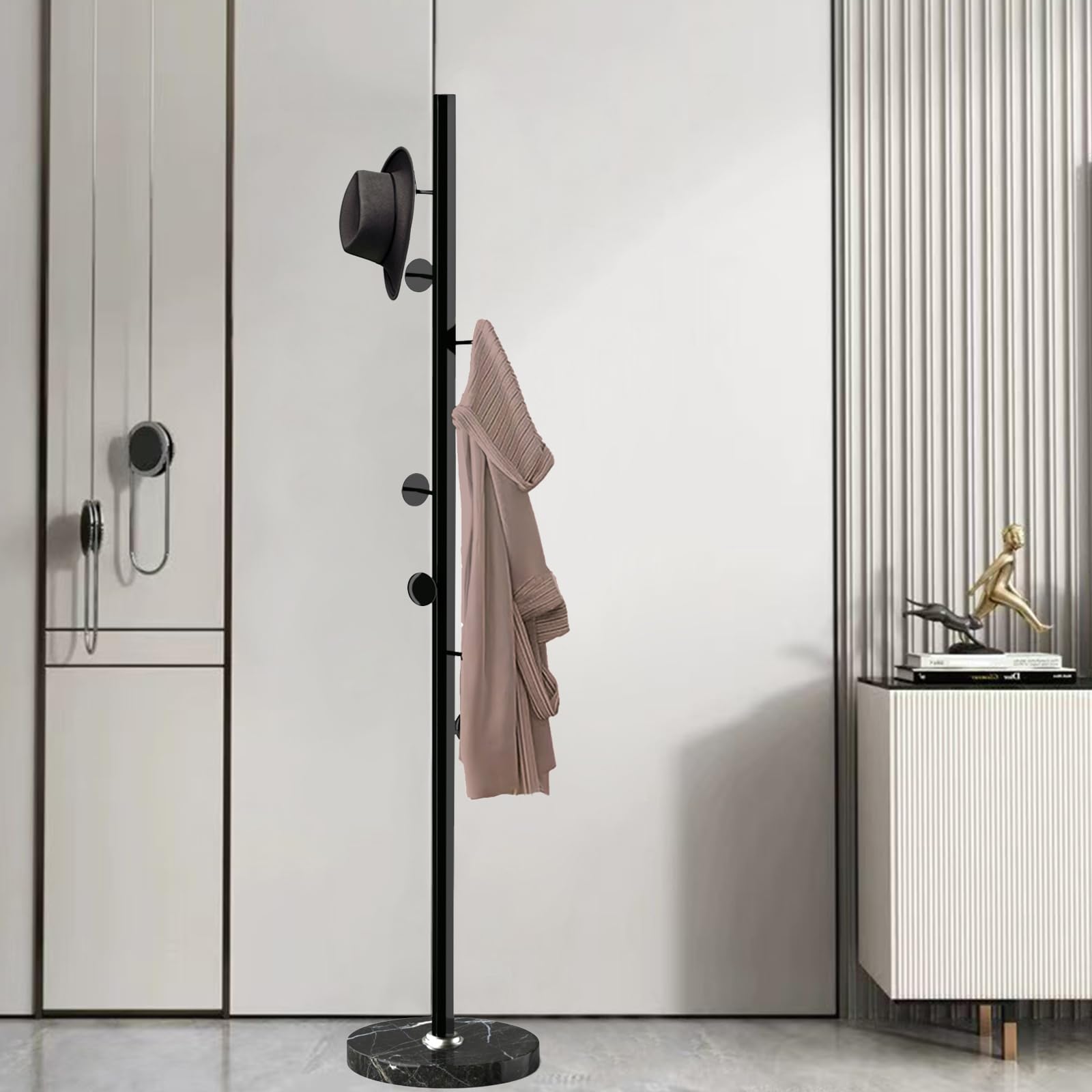 Photo 1 of ***Missing Hardware***Snaikor Metal Coat Rack Freestanding, Sturdy Coat Rack Stand with Natural Marble Base, Coat Racks Tree Hats Hanger Holder Stand for Entryway, Hallway, Bedroom(8 Hooks)