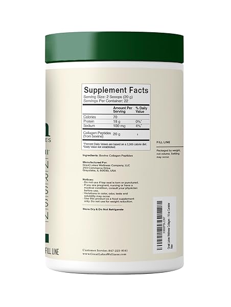GREAT LAKES WELLNESS COLLAGEN PEPTIDES POWDER FOR SKIN, HAIR, NAILS, JOINTS & DIGESTION – UNFLAVORED – QUICK DISSOLVE HYDROLYZED, NON-GMO, KETO, KOSHER – 16OZ