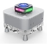 Mac mini Stand with Cooler - No Lag Acrylic Desktop Holder Mount with Magnetic RGB LED Display Cooler, 15W Semiconductor Fast Cooling, Accessories Compatible with Mac mini M4, M4 Pro