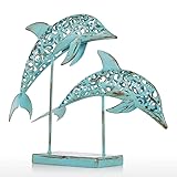 PANRODO Dolphins Sculpture Blue Dolphins Iron