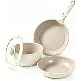 Redchef 5Pcs Ceramic Cookware Sets,Detachable Handle Pots and Pans Set Non Stick,Induction Compatible,Dishwasher &amp; Oven Safe,RV Kitchen Cooking Set,Camping cookware,Housewarming Gift