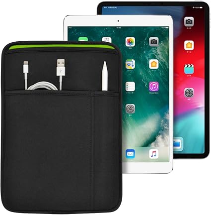 Amazon Co Jp Ipad 11インチ 10 9インチ 10 5インチ 10 2インチ Pro Air 用 Justfit スリーブケース ブラック グリーン Applepencil や充電ケーブル等が収納出来る2つのポケット付 専用設計だからジャストフィット Ipp105jfscbg パソコン 周辺機器