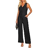 luvamia Pant Suits for Women Dressy Casual 2 Piece Sets Sleeveless Blazer Vest with High Rise Wide Leg Pants Work Office