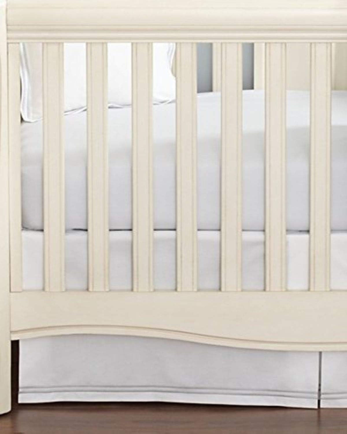 Little By Hudson Park Italian Percale Crib Skirt Pearl White