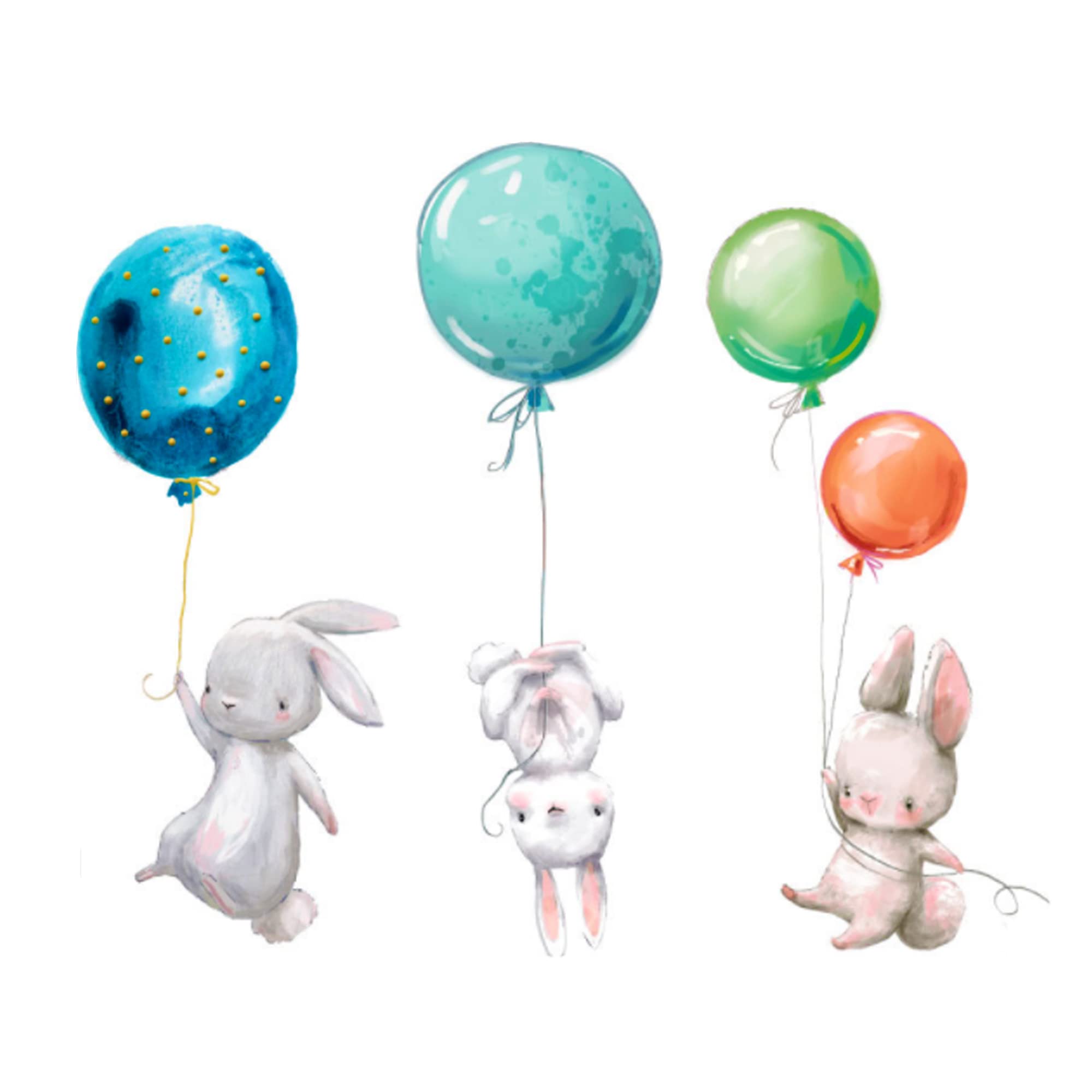 Wall Sticker Rabbit Wall Sticker with Balloons Baby Room Wall Sticker Animals Sticker for Wall Decoration Wall Sticker Decoration for Playroom Children's Room Girls Boys Decoration 67 x 56 cm