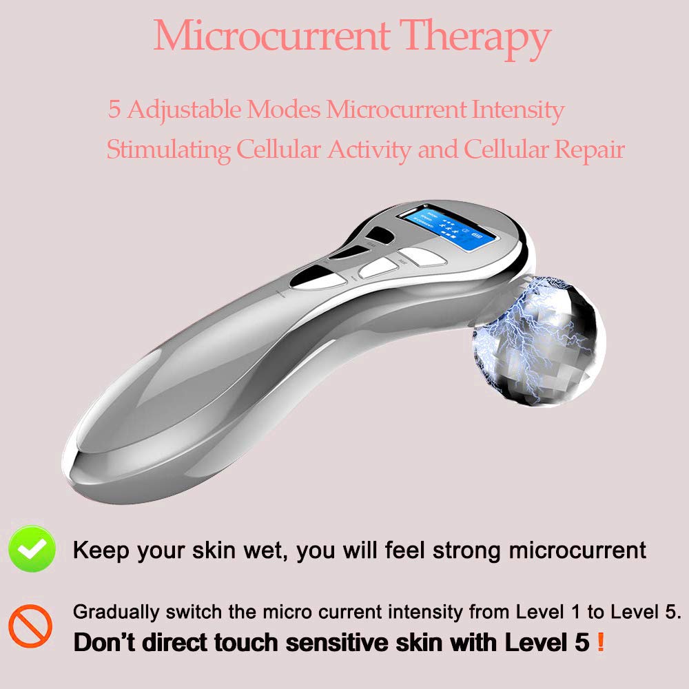 4D Microcurrent Facial Massager Roller, Electric Rechargeable Face Lift Beauty Roller Body Massage for Anti Aging Wrinkles, improve Facial Contour, Firm Body Skin: Beauty