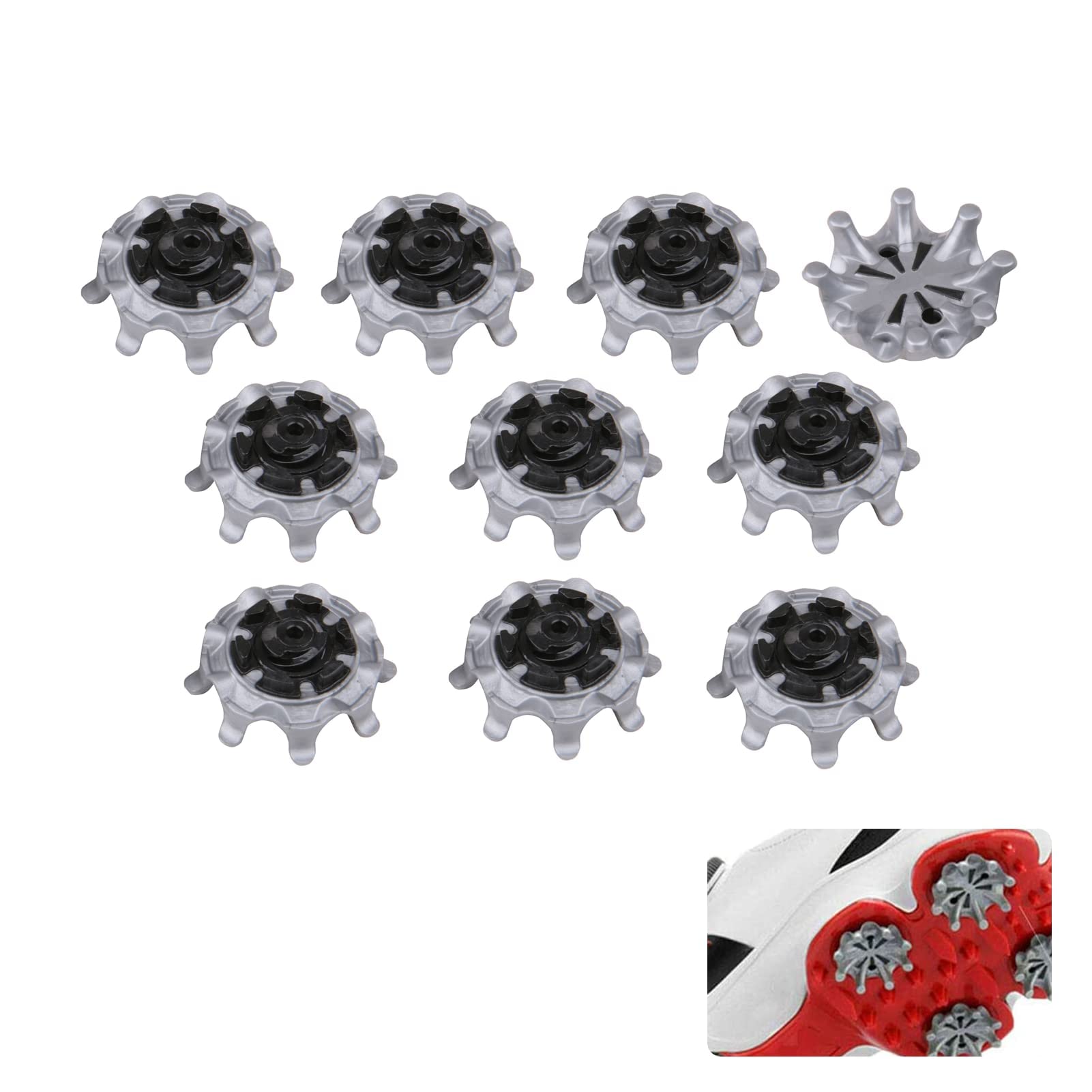 Golf Spikes Replacements 10Pcs Training Parts Black Tooth Spikes for Golf Shoe Accessories