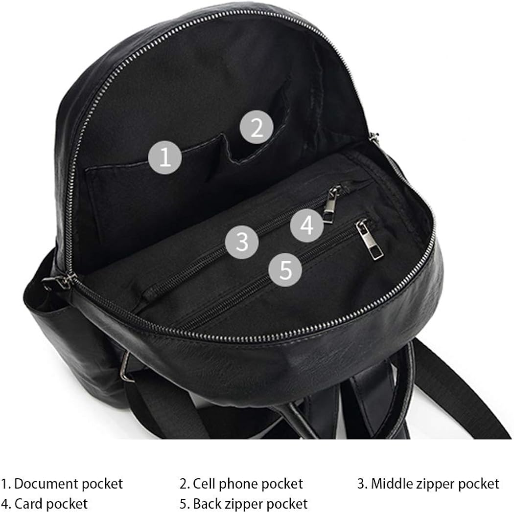 DEERWORD Women's Backpack Handbags Ladies Rucksack Shoulder Bags PU Leather Mini Anti-theft Dayback Black - Image 5