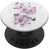 Pink Black Butterfly Illustration Print PopSockets Adhesive PopGrip