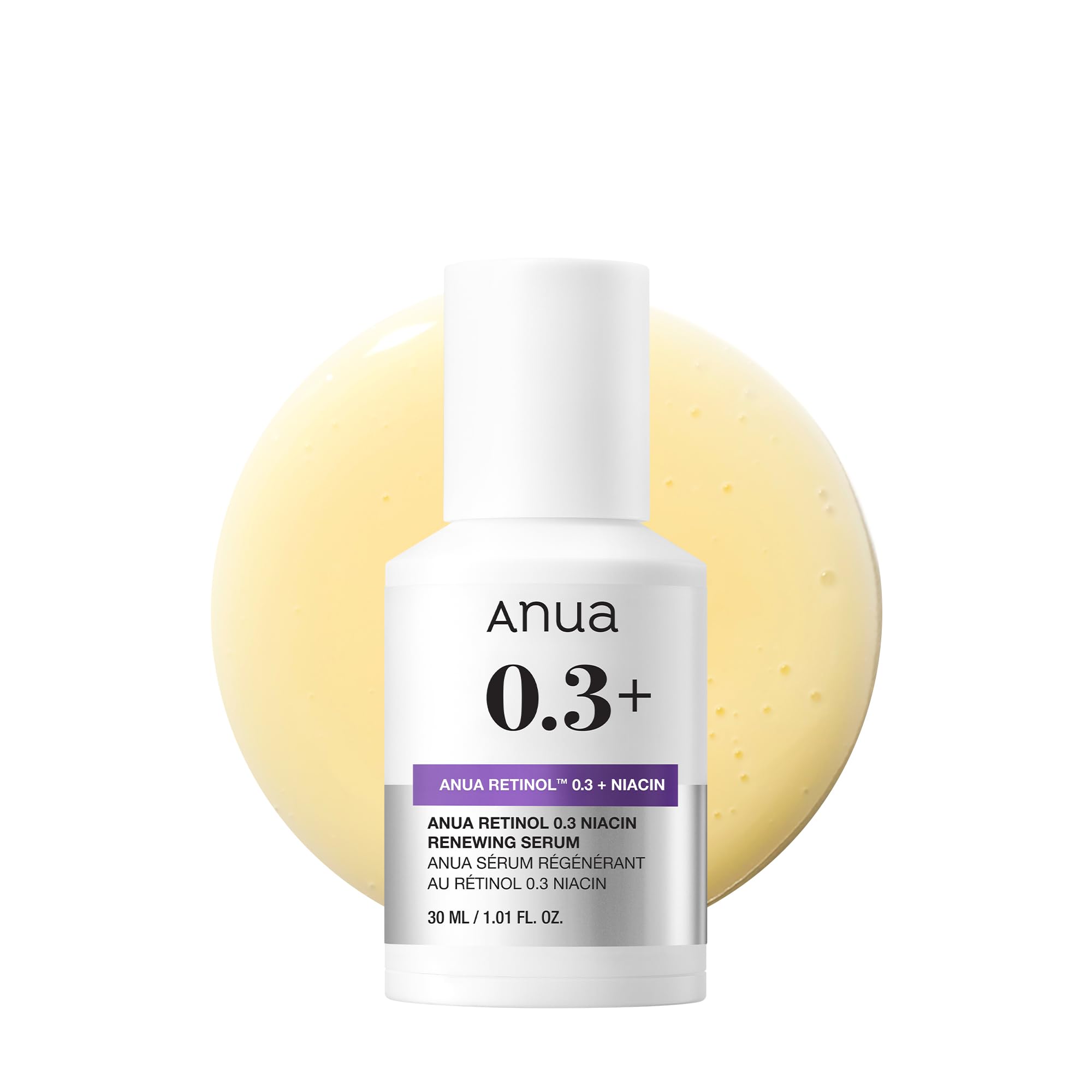 ANUA Retinol 0.3 Niacin Renewing Serum, For Anti-Aging with Hydration, Textured & Glass skin, Retinol, 5% Niacinamide, Retinol For Face, Gentle for Beginner, Korean Skin Care, 30ml /1.01 fl.oz.