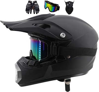 MtQcBdHy Youth Offroad Dirt Bike Helmet with Goggles Gloves Mask Size M