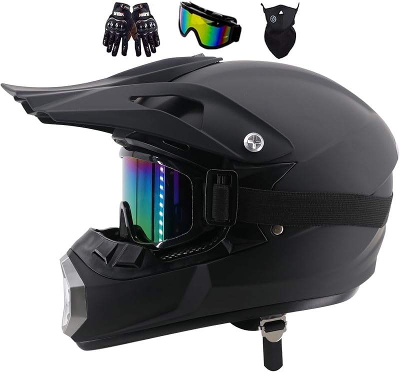 MtQcBdHy Youth Offroad Dirt Bike Helmet with Goggles Gloves Mask Size M