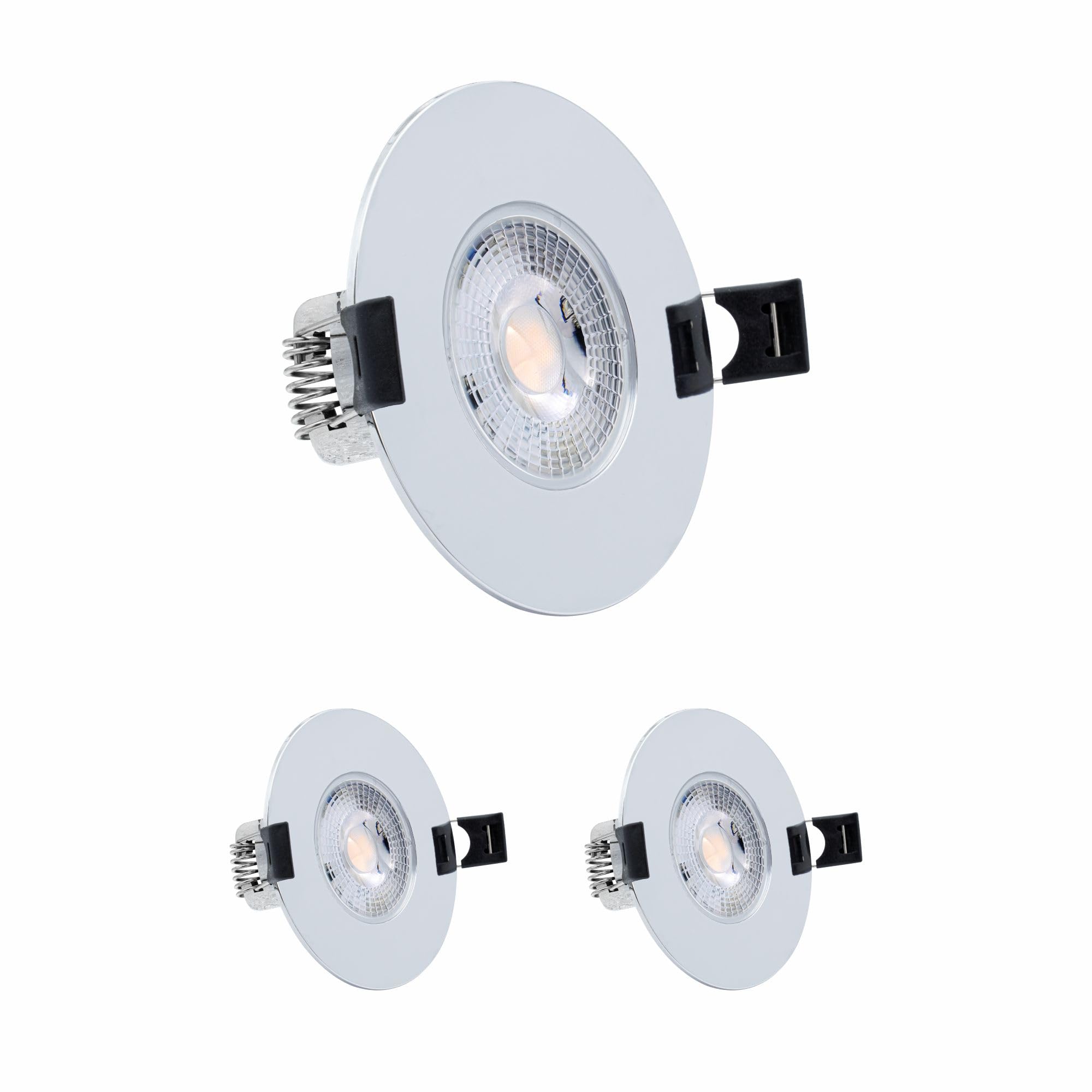 2X Sanlumia LED Recessed Downlight IP44 Ultra Slim Mains Powered Intergrated Flat Spotlight,7W 600lm, 38 Beam Angle, 6400K Cool White, Chrome Finish Spot Ceiling Kitchen Bedroom Bathroom Living Room