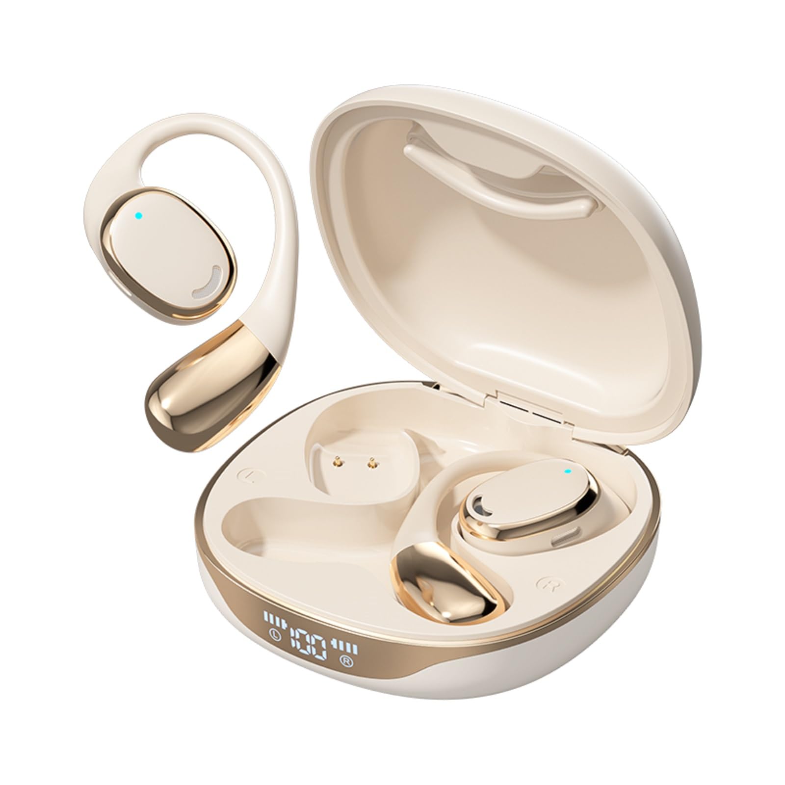 Open Ear Gym Running Headphones Wireless Over Ear Earbuds Bluetooth 5.4 with Ear Hooks Sports OWS Hanging Earphones Wireless Ear Hanging Bluetooth Headset TWS Air Bone Conduction Conducting Headphones