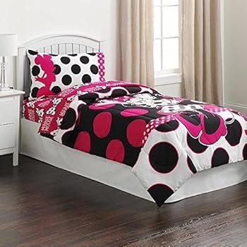 Amazon.com: Minnie Mouse Black & Pink Polka Dots Twin