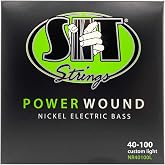 SIT Strings Power Wound Nickel Bass Guitar Strings (S.I.T.), 4-String Bass Custom Light 40-100, NR40100L