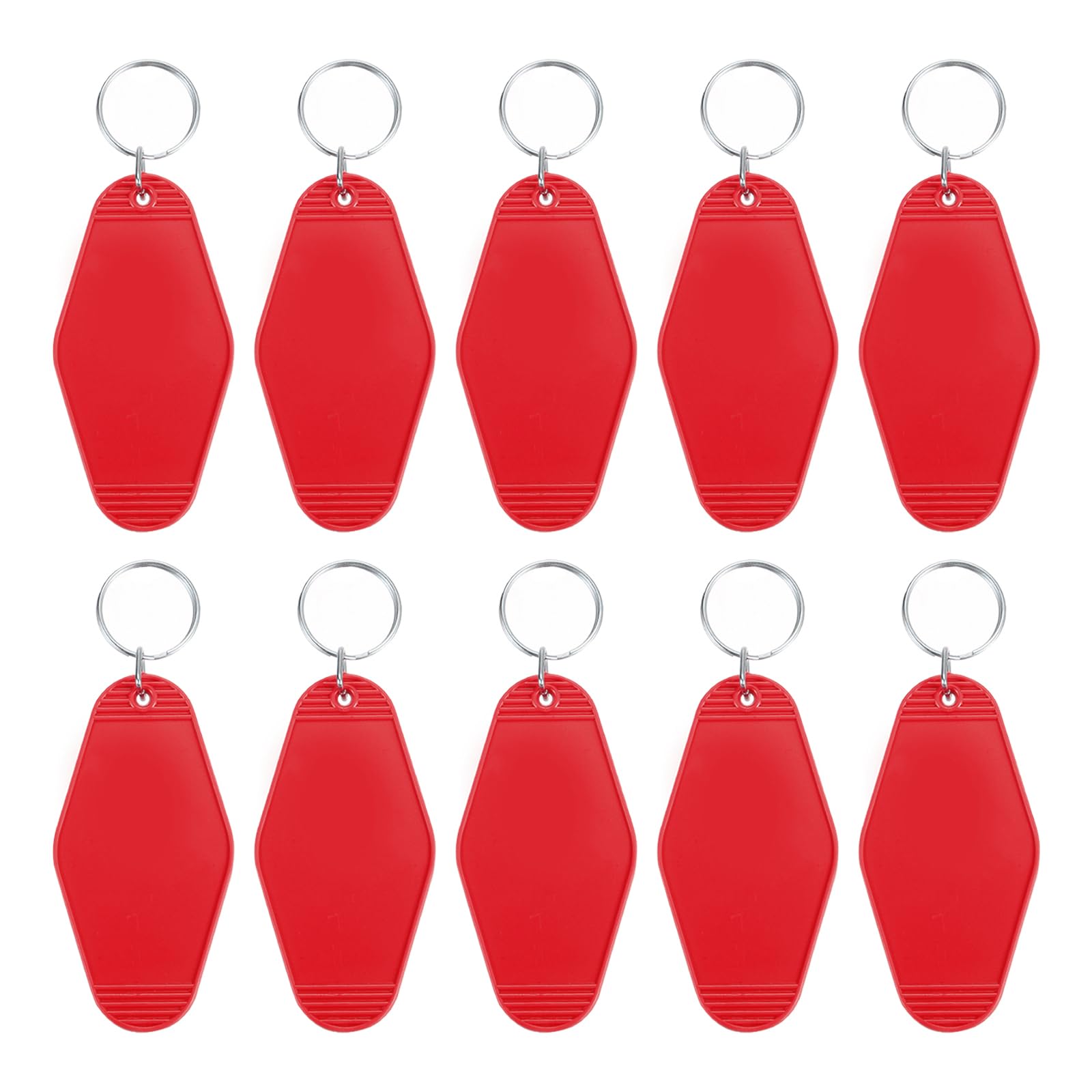 PATIKIL Vintage Motel Keychain, 10 Pack Blank Hotel Keychains Rhombus Retro Key Tag for DIY Crafts Ornament Backpack Luggage Labels Tags, Red