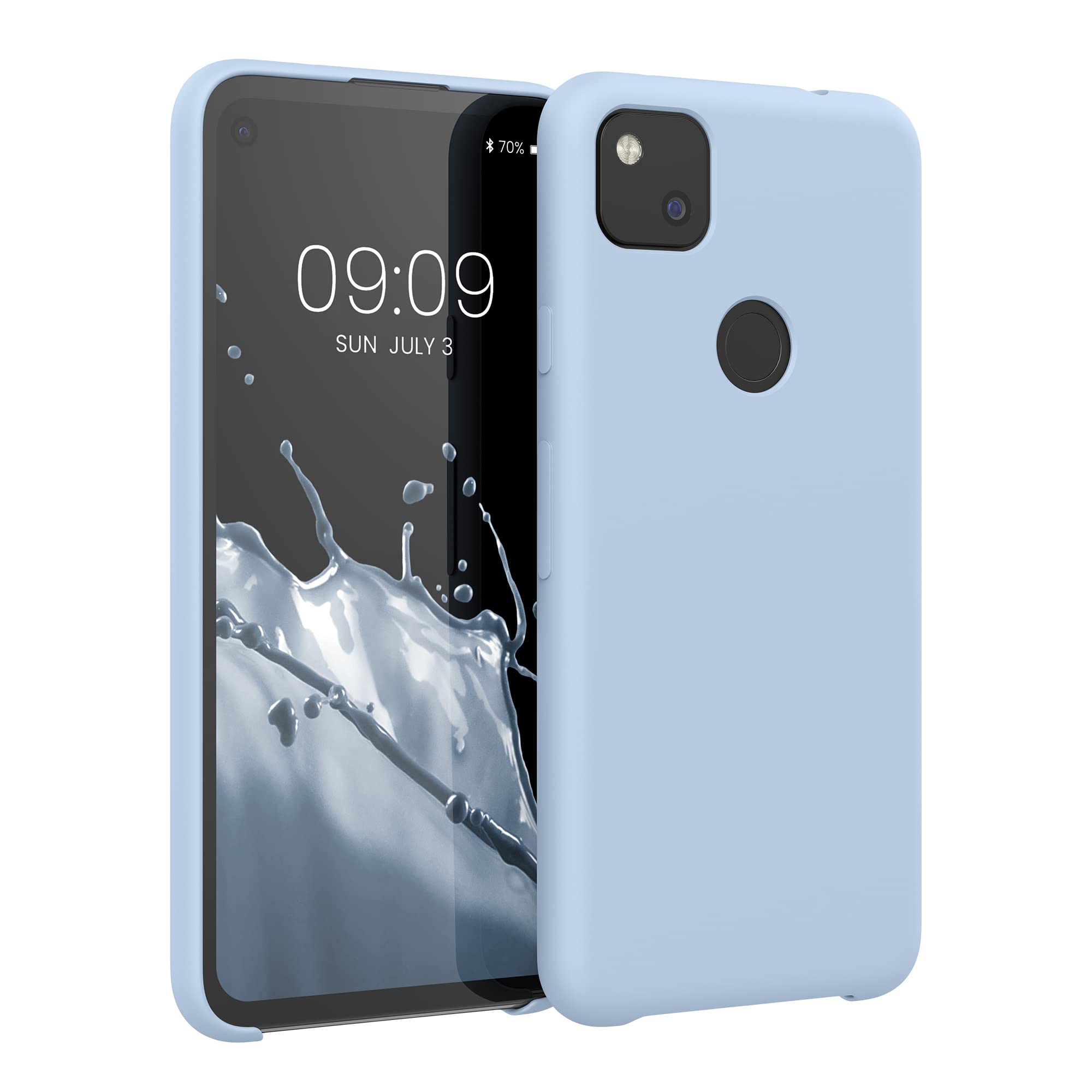 kwmobile Case for Google Pixel 4a Case - Soft Cover - Shockproof Silicone - Wireless Charging Light Blue Matte