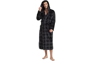 Vulcanodon Mens Robe with Hood, Fleece Bathrobe Plush Robes for Men