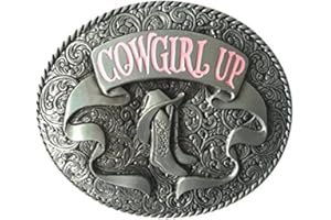 LKMY Western Cowboy Ladies Boots Belt Buckle,Vintage Oval Belt Buckle Silver,3D belt buckle