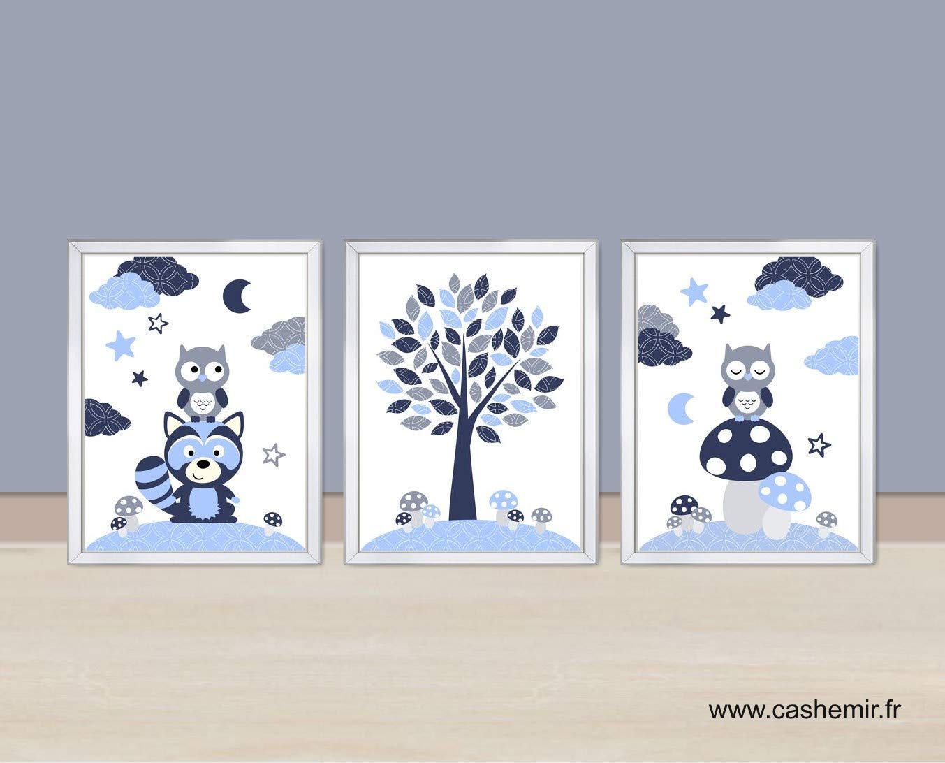 Lot De 3 Ref L8 Decoration Chambre Bebe Garcon Illustration Chambre Enfant Hibou Raton Laveur Bleu Gris Affiche Enfant Bebe Et Puericulture Fkr Chambre D Enfant
