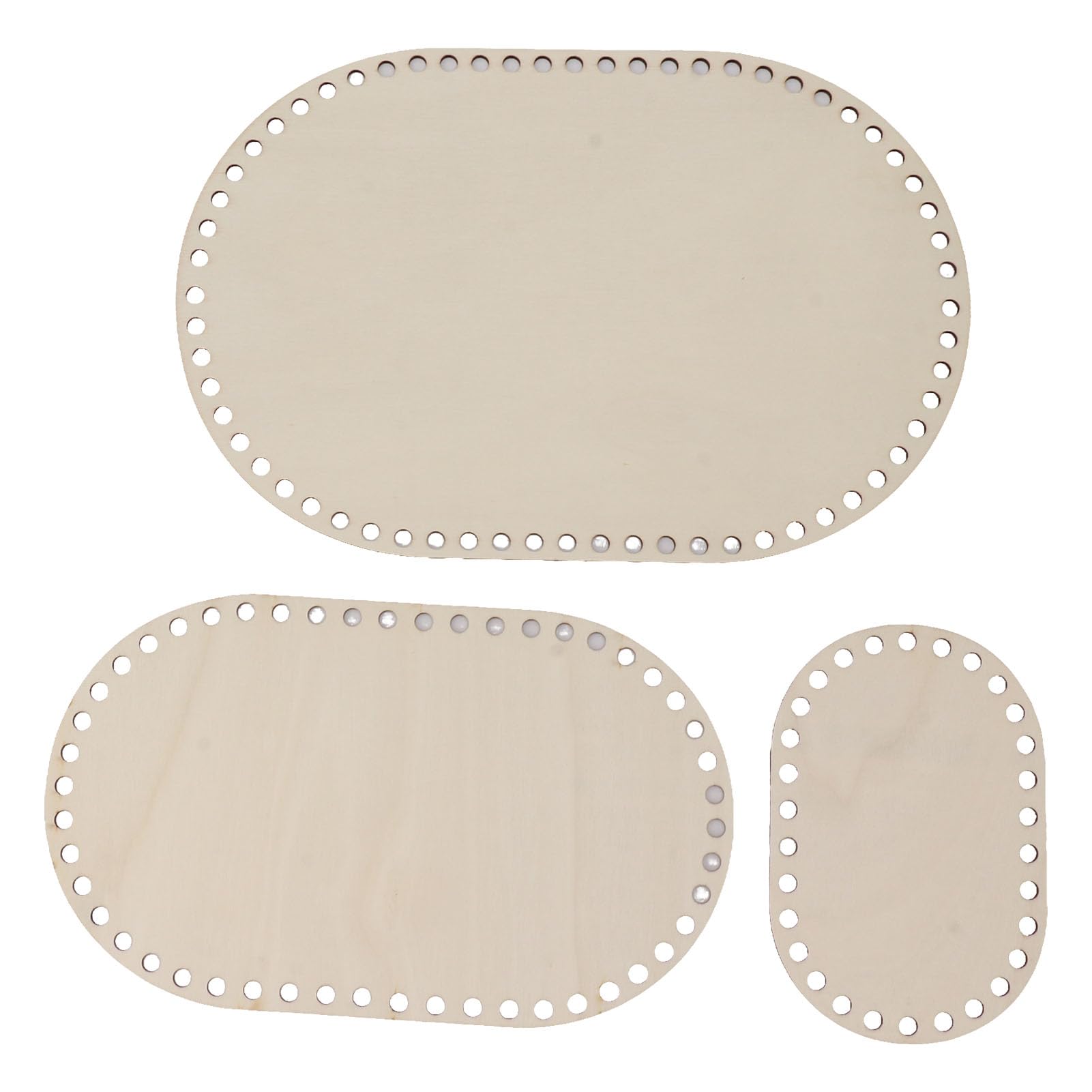 Fdit 3Pcs Wooden Basket Bottom,Oval Blank Solid Crochet Basket Wood Base Suitable for DIY Basket Weaving Supplies Craft Making