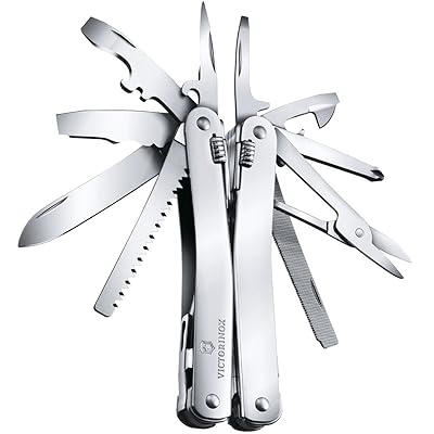 Victorinox Swiss Tool Spirit X سكين جيب للجيش السويسري ، كبير ، أداة متعددة ، 24 وظيفة ، شفرة قفل ، حالة ، فضية
