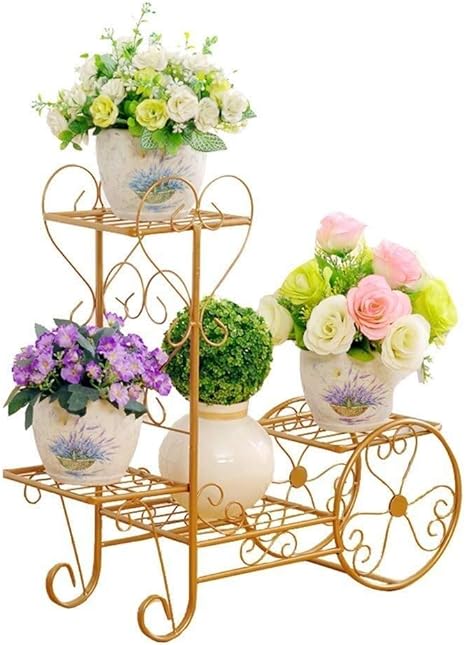 Amazon Co Jp フラワースタンド 盆栽ディスプレイ植物フラワースタンドアイアンアート防水フロアスタンド多肉植物省スペース結婚式多機能 4層収納 Fa Rongxin ホーム キッチン