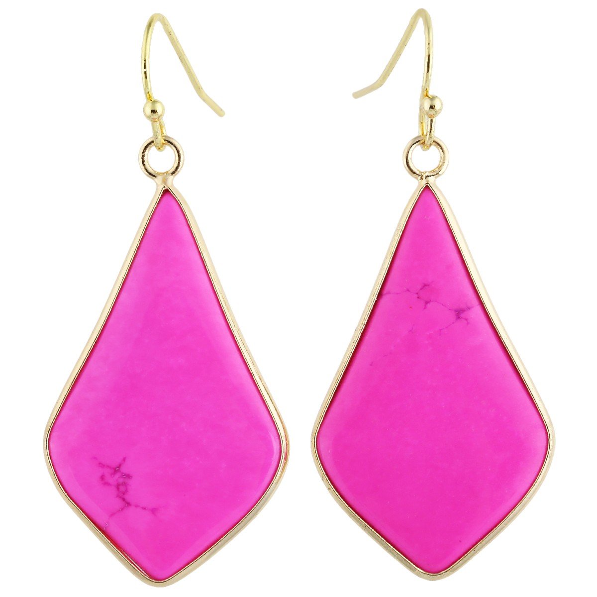 mookaitedecor Rose Pink Howlite Turquoise Stone Dangle Drop Earrings for Women, Pink Stone Gold Plated Healing Crystal Earrings Teardrop Water Drop