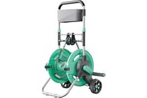 HVNPSH Garden Hose Reel Cart, Hold Up to 100 Ft of 1/2" Hose, Water Hose Reel Cart with Wheels, Portable Hose reels Tools With Built-In Hose Guide, Mobile Hose Reel Cart For Outside Lawn Yard