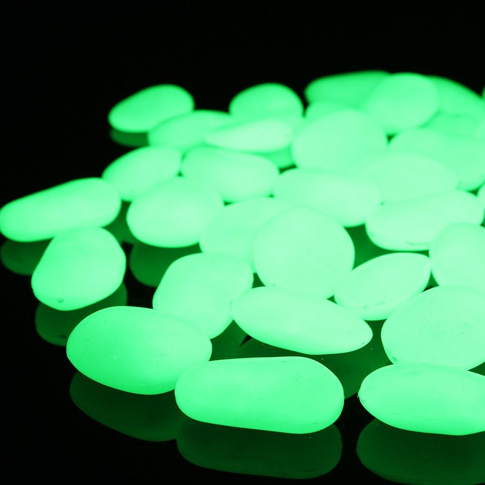 Glow in The Dark Stones, Garden Pebbles, Decorative Stones, Glow Pebbles Rocks Gravel Marbles for Aquarium Succulent Outdoor DIY Garden Gifts Decoration,3-4cm(1 1/2''-1 4/7''), 400g/0.88lbs, Green: Home & Kitchen