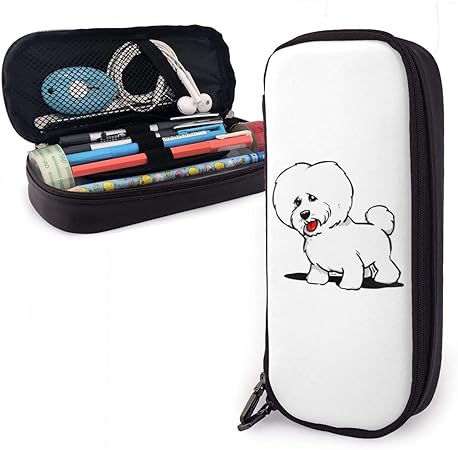 Amazon ペンケース 筆箱 ビション フリーゼ 子犬 かわいい ペンポーチ 文房具 筆入れ 革 ふでばこ 文具収納バッグ ペンバッグ鉛筆ケース 高校生 かわいい 中学生 大容量 多機能 小物入れ 入学準備 ラージサイズダブルジッパー ペンケース 文房具 オフィス用品