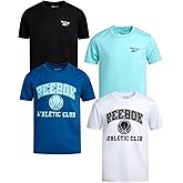 Reebok Active Boys Tshirts - 4 Pack Dry Fit Crew Neck Short Sleeve Boys Athletic Shirts Youth Kids Activewear