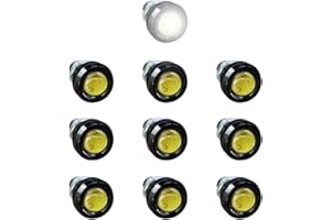 KITUREK 10PCS 18mm Car Eagle Eye LED Bulbs, 12V Ultra-thin Motorcycle Daytime Running Lights, Waterproof DRL Bumper Fog Light Small Bulbs, Tail Backup Reverse Marker Lights for Car Motor (White)